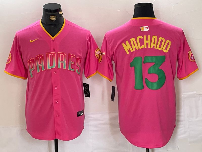 Men San Diego Padres 13 Machado Pink Jointly 2024 Nike MLB Jersey style 4